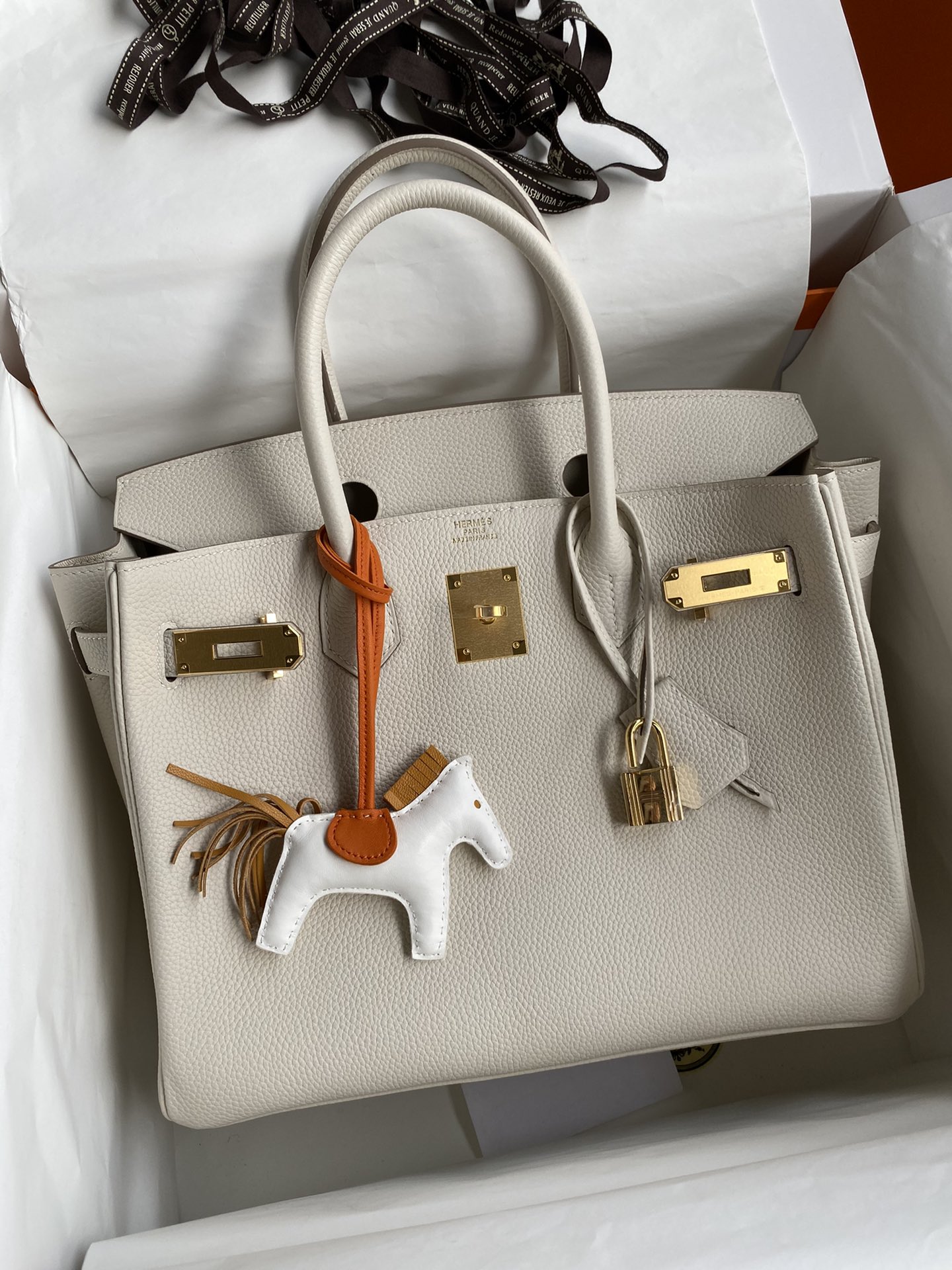 Hermes Birkin 30CM Togo Leather Handbag White